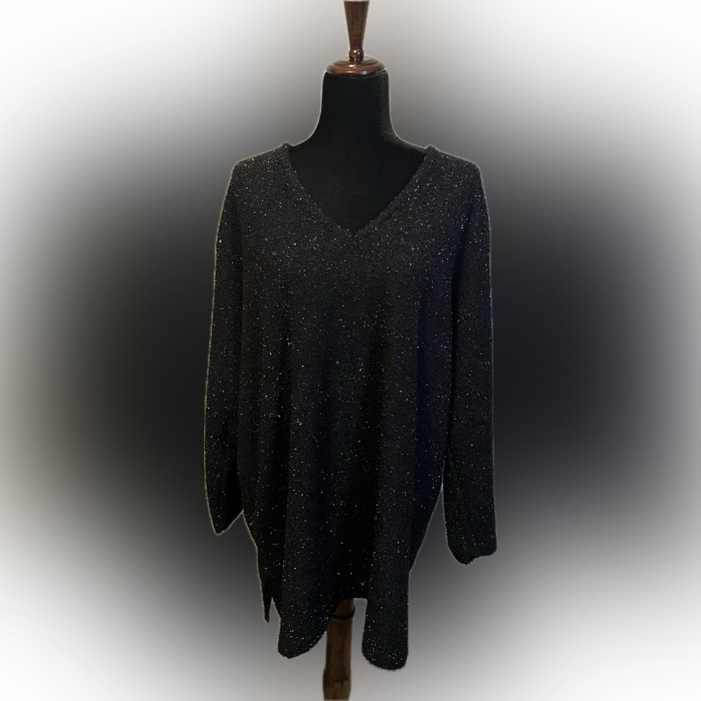 Delta Burke Metallic Speckled Black Sweater Tunic size 2X